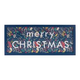 BreeBe - Wood Merry Christmas Sign 30"L - White, Blue, Green