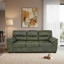 Ropilly - Olive Green Upholstered Sofa, 81 Inch 3 Seater Sofa with Padded Armrests for Living Room - Olive Green
