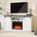 Alt View 2. U-HOMY - 63" Farmhouse Fireplace TV Stand with Sliding Barn Doors, Adjustable Shelves and Electric Heater for TVs up to 65" - White.