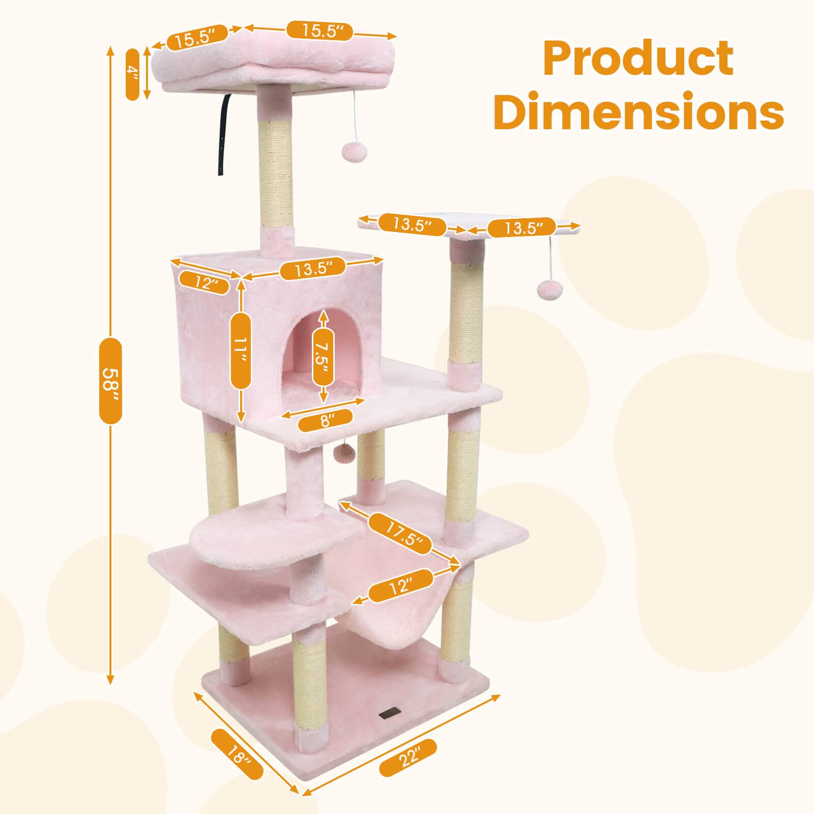 Sure, here are the corrected and grouped dimensions from the image:

- **Top Platform:**
  - Length: 15.5"
  - Width: 15.5"
  - Height from base: 4"

- **Middle Platform:**
  - Length: 13.5"
  - Width: 13.5"
  - Height from base: 17.5"

- **Bottom Platform:**
  - Length: 18"
  - Width: 22"

- **Overall Height:**
  - 58"

- **Additional Dimensions:**
  - Depth of the base: 12"
  - Width of the base: 12"
  - Height of the base: 8"
  - Width of the middle platform: 7.5"