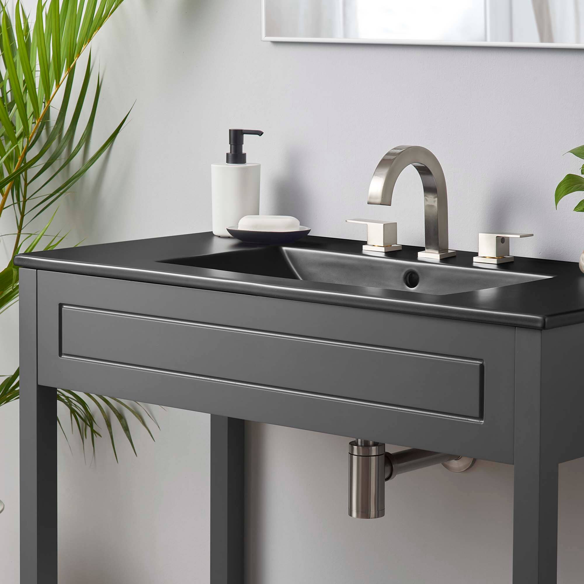 Back. Modway - Altura Bathroom Vanity Basin Included by Modway - Gray Black.