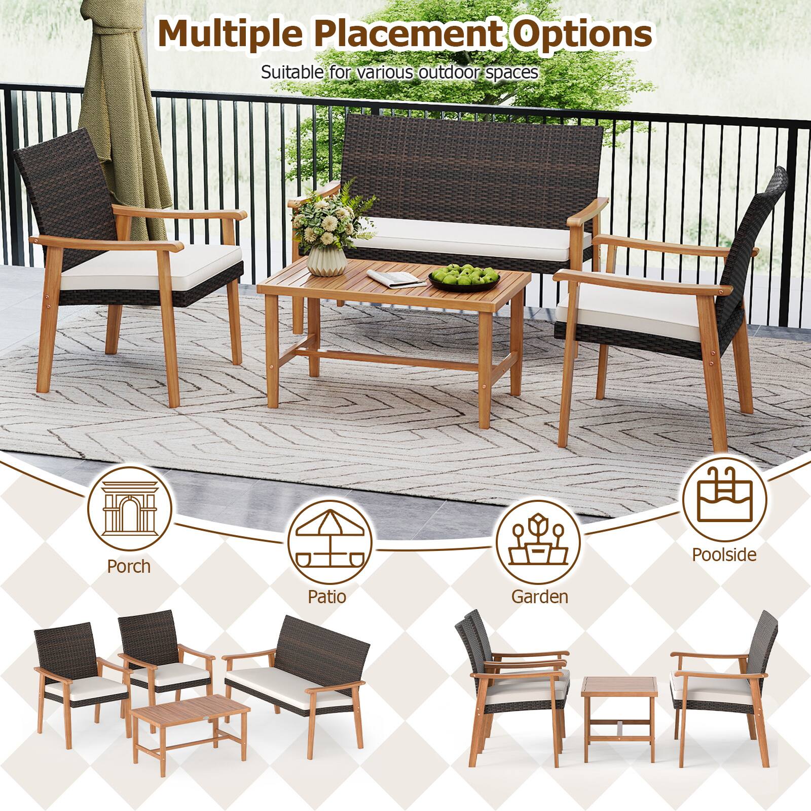 Multiple Placement Options  
Suitable for various outdoor spaces:  
- Porch  
- Poolside  
- Patio  
- Garden