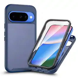 Dteck - Shockproof Phone Case for Google Pixel 11 Pro with Screen Protector, Translucent Matte Cover, Side Non Slip Texture - Darkblue
