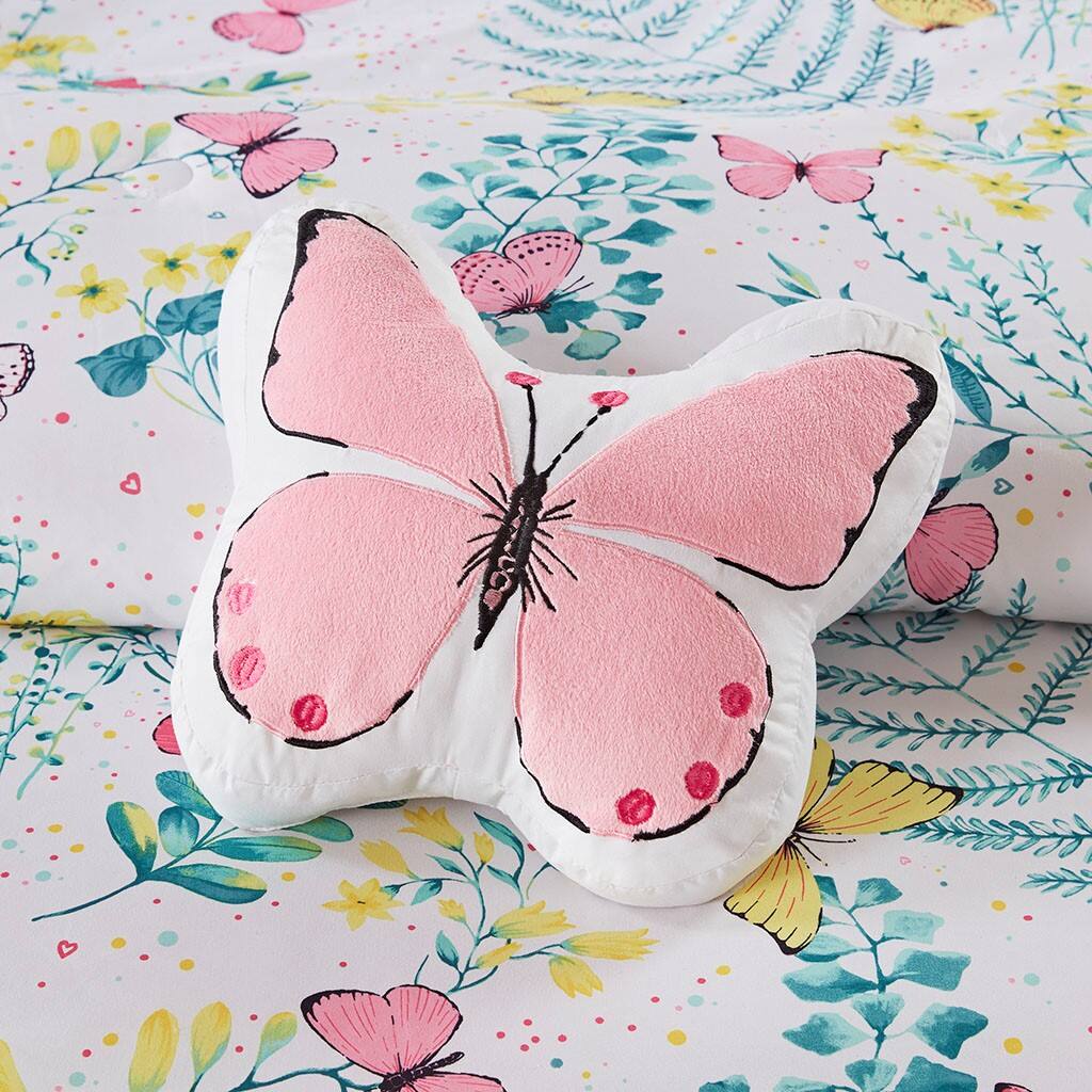 Alt View 2. Gracie Mills - Gracie Mills Ysolde Butterfly Dreams 4-Piece Comforter Set for Kids - Pink.