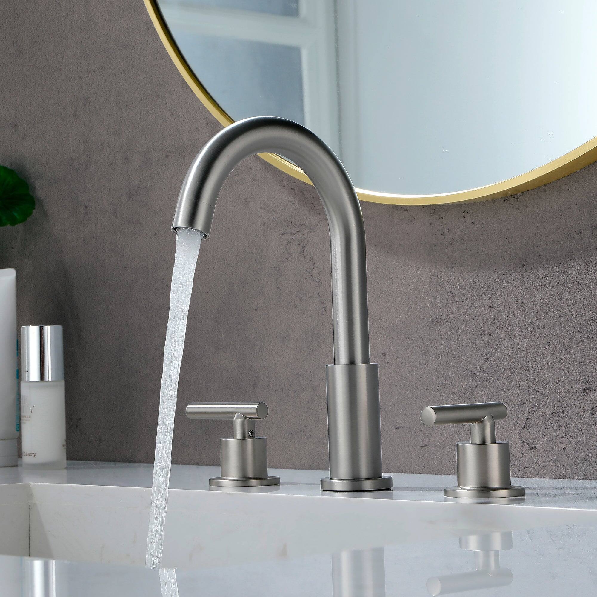 Alt View 10. Boyel Living - 8 in Widespread Double Handle 1.2 GPM Bathroom Faucet with Quick Connect Hose and Pop Up Drain in Brushed Nickel - Brushed Nickel.