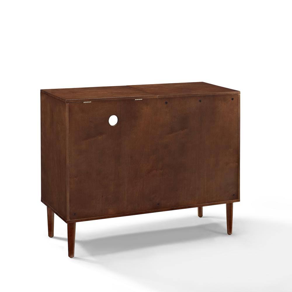 Left. Crosley Furniture - Everett Large Record Player Cabinet With Vinyl Storage - Mahogany.