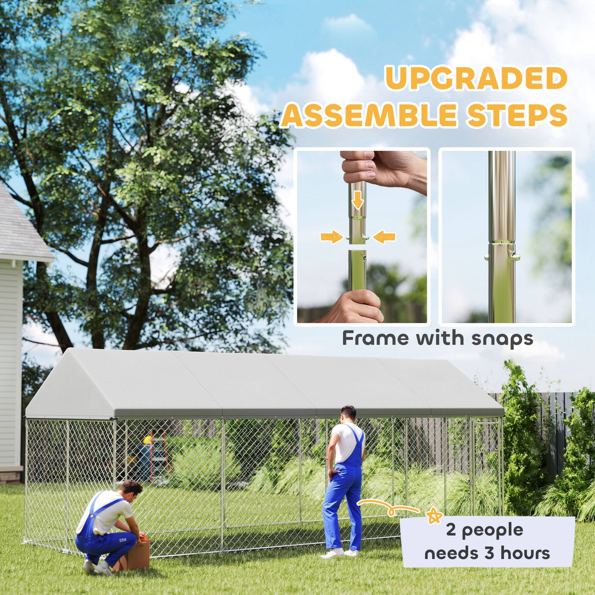 UPGRADED ASSEMBLE STEPS

Frame with snaps

2 people needs 3 hours