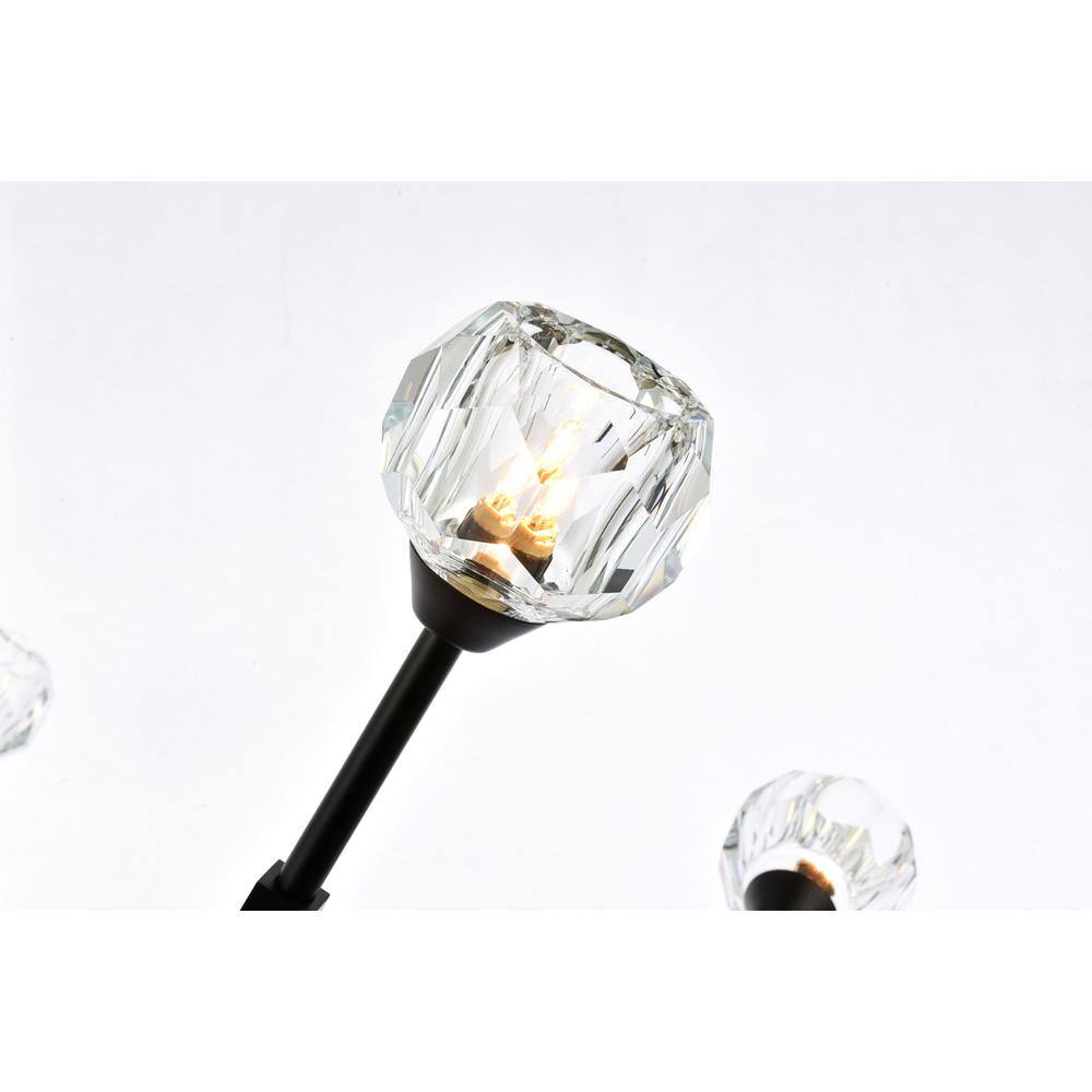 Alt View 3. Elegant Lighting - Zayne 8 Light Pendant in Black - Black And Clear.