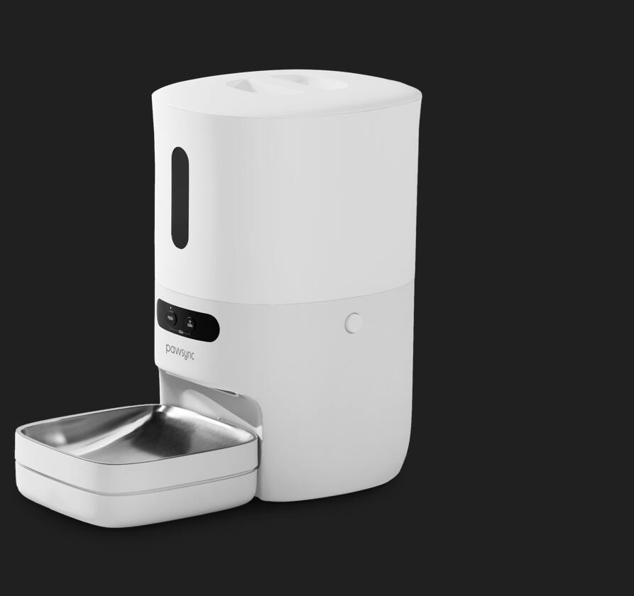 Alt View 1. PawSync - Automatic Pet Feeder - White.