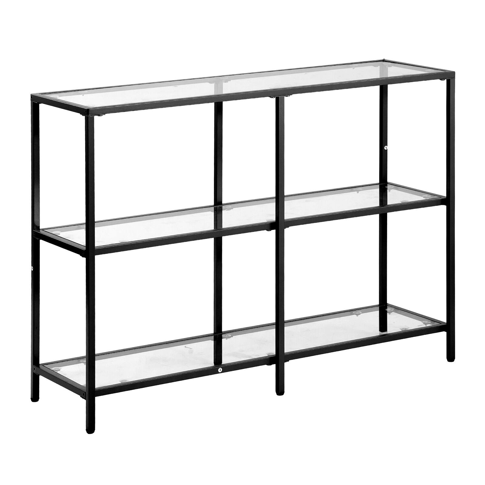 Alt View 5. VEVOR - 3-Tier Glass Console Table, Modern Rectangle Sofa Side Table with Tempered Glass Top and Iron Legs - Black.