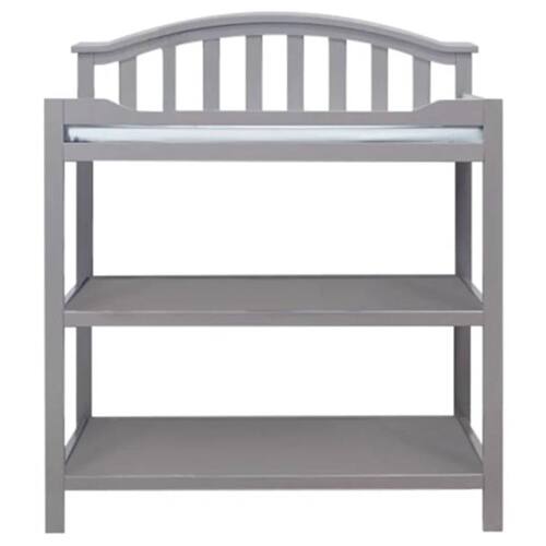 Front. SlickBlue - Wooden Baby Changing Table with Toddler Storage and Changing Pad - Grey.