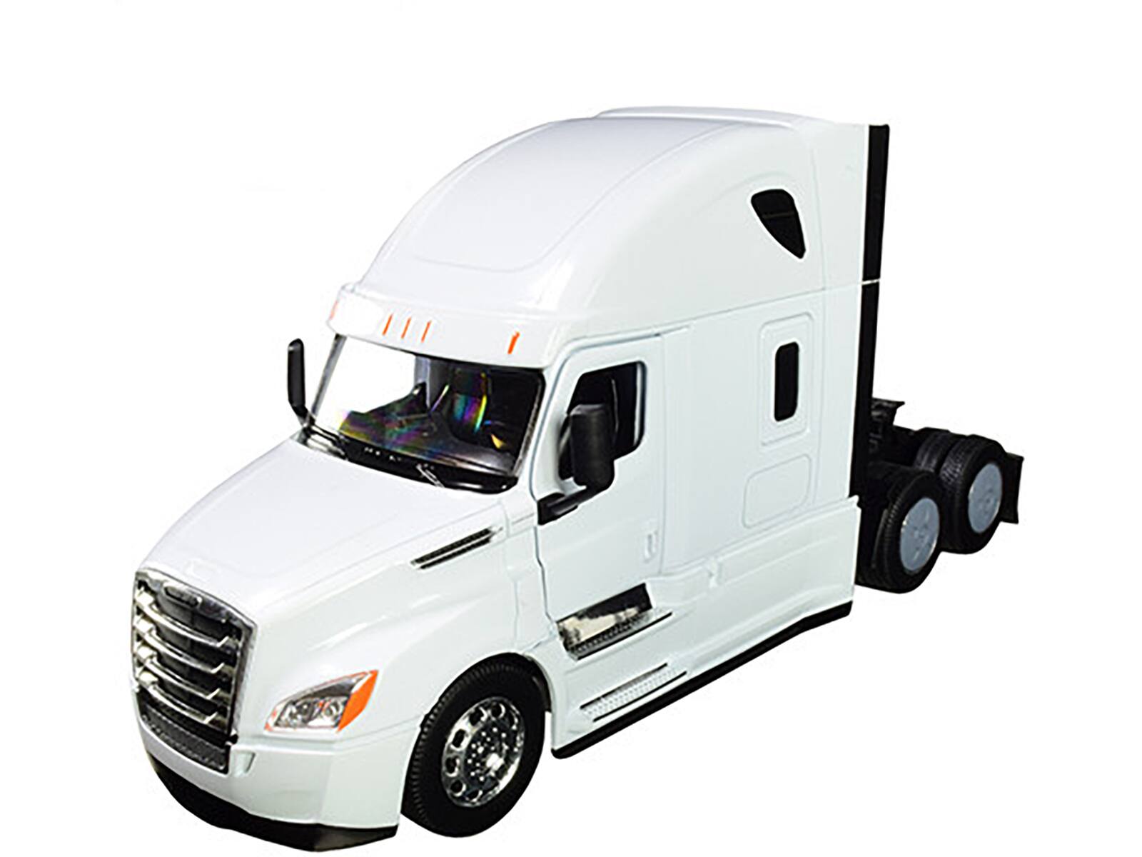 Angle. Welly - Freightliner Cascadia Truck White "Transporter" 1/32 Diecast Model by Welly - White.