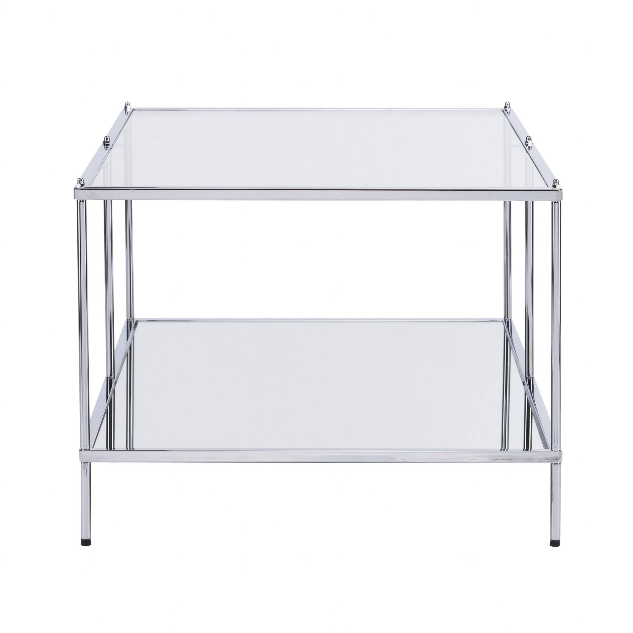 Left. Hivvago - Hivvago 42 Inch Glass And Metal Rectangular Mirrored Coffee Table - Silver.