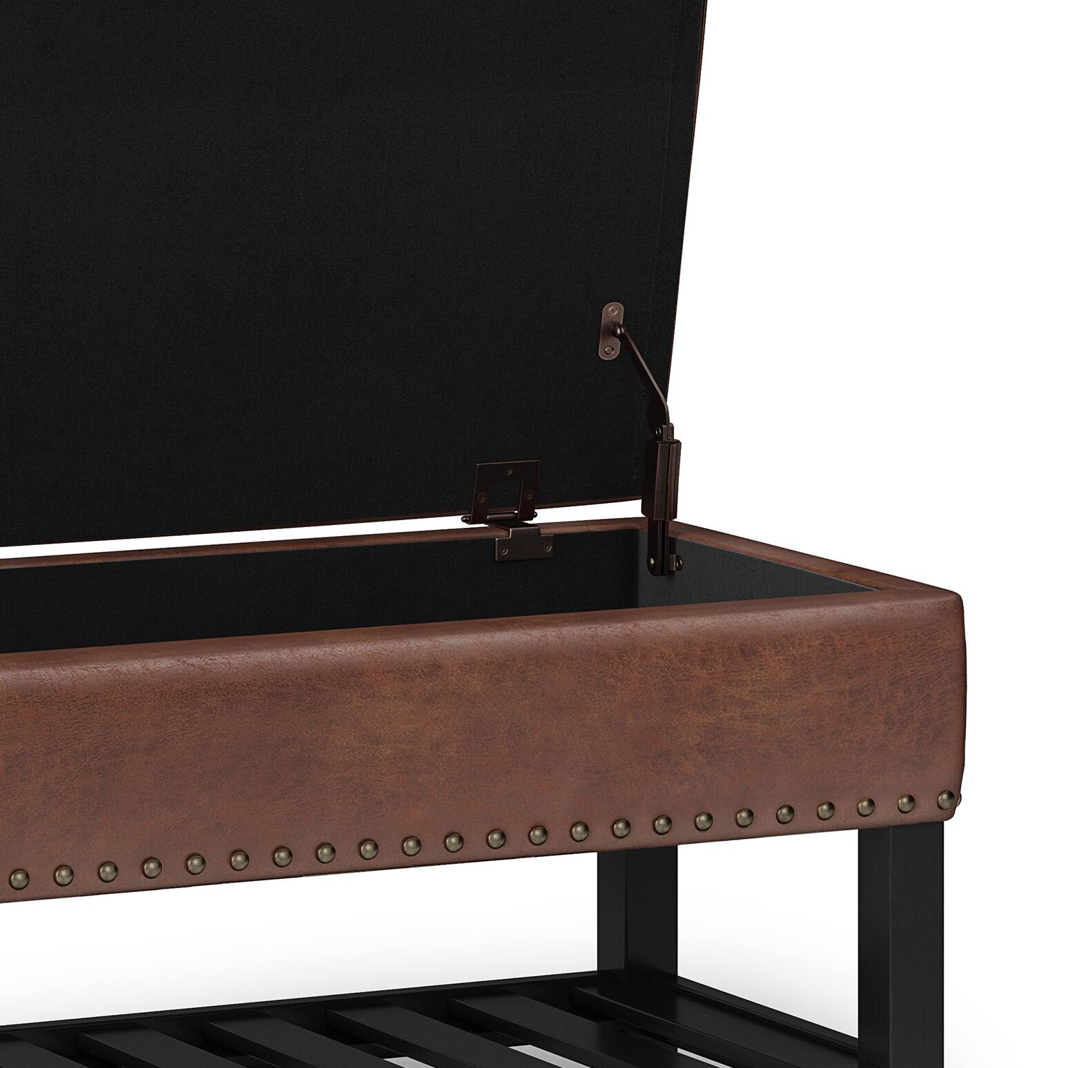 Alt View 14. Simpli Home - Lomond Storage Ottoman Bench - Distressed Saddle Brown.