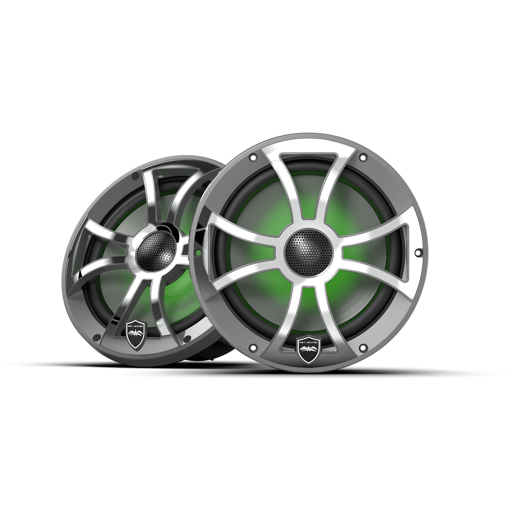 Wet Sounds - REVO 8 XS-G-SS V3 - Revolution Series 8" RGB LED Marine Coaxial Speakers with Gunmetal/Stainless XS Gril - Black/Gray