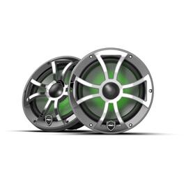 Wet Sounds - REVO 8 XS-G-SS V3 - Revolution Series 8" RGB LED Marine Coaxial Speakers with Gunmetal/Stainless XS Gril - Black/Gray
