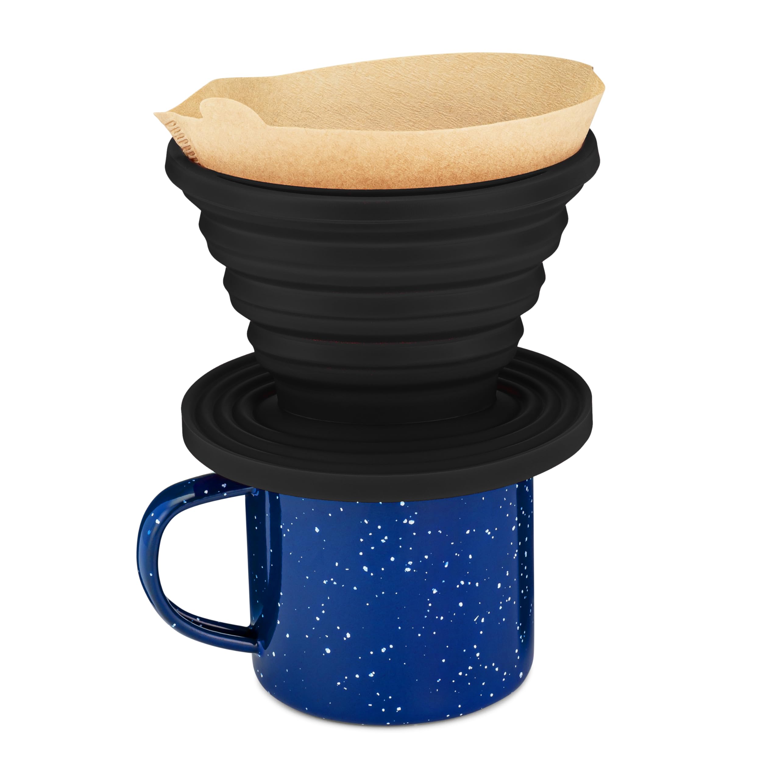 Alt View 1. Fabibe - Sierra Camping Pour Over Coffee Dripper - Collapsible Includes Pack Of Paper Filters [black 1] - Black Pack of 2.