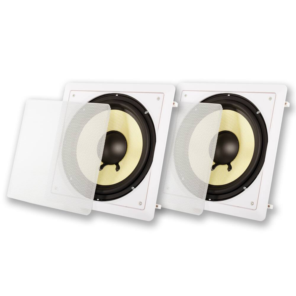 Front. Acoustic Audio by Goldwood - HDS10 in Wall 10" Home Theater Passive Subwoofers 2 Piece Speaker Set - Paintable White.