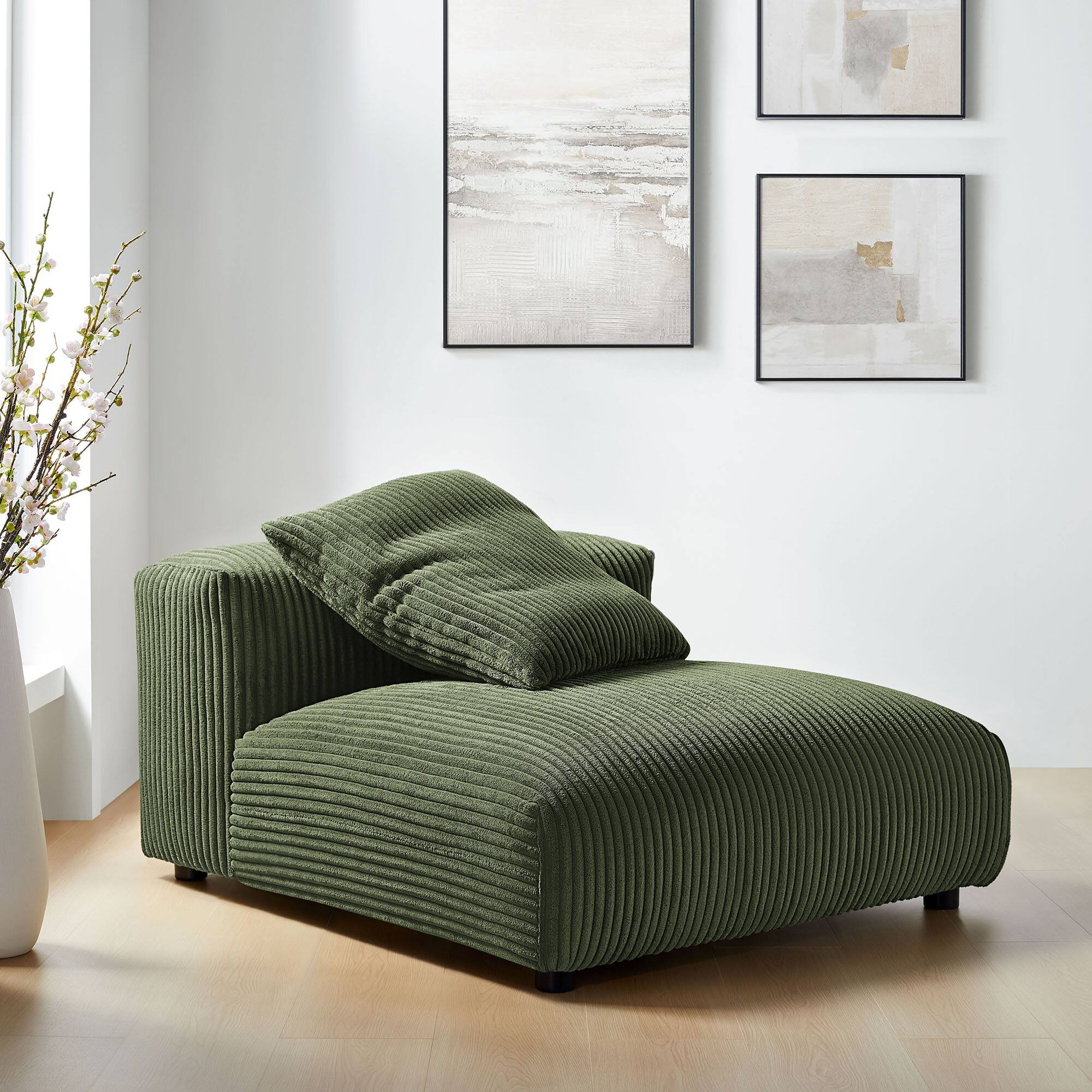 Alt View 7. Modway - Solace Modular Corduroy Upholstered Armless Chair by Modway - Fern.