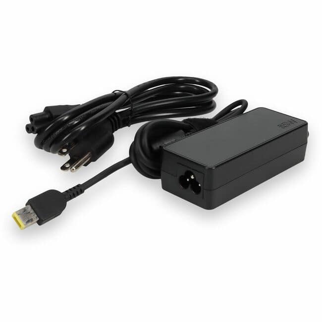 AddOn - Lenovo 0B47455 Compatible 65W 20V at 3.25A Black Slim Tip Laptop Power Adapter and Cable - 65 W - 20 V DC Output - Black