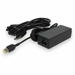 AddOn - Lenovo 0B47455 Compatible 65W 20V at 3.25A Black Slim Tip Laptop Power Adapter and Cable - 65 W - 20 V DC Output - Black