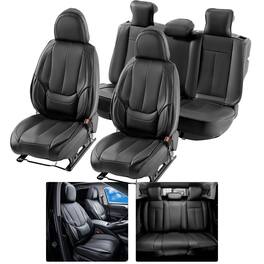 VEVOR - Seat Covers, Universal Car Seat Covers Full Set Seats, Front and Rear Seat, 13pcs Faux Leather Seat Cover, Full Enclosed - Black