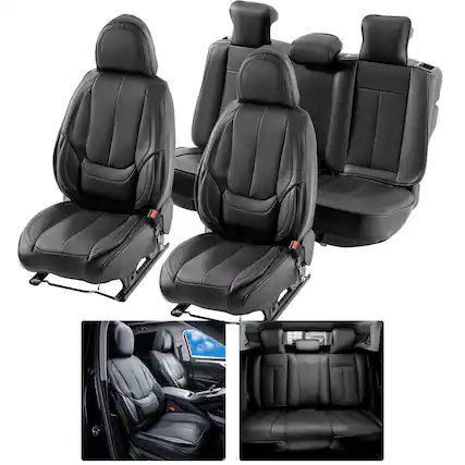 Front. VEVOR - Seat Covers, Universal Car Seat Covers Full Set Seats, Front and Rear Seat, 13pcs Faux Leather Seat Cover, Full Enclosed - Black.