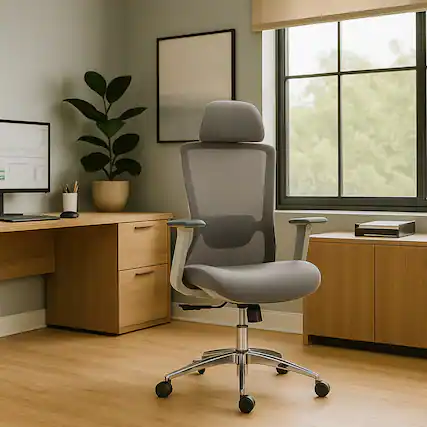 Front. APRILSOUL - High Back Mesh Office Chair 8322HGR - Grey.