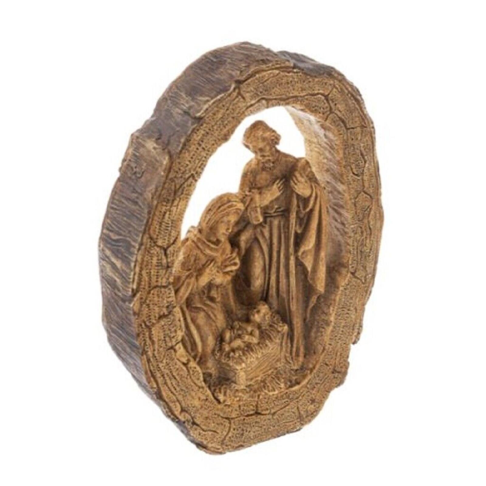 Angle. Ganz - Ganz Brown Log Nativity Christmas Polyresin Figurine Christmas 5 inch - Brown.