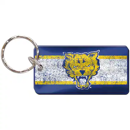 Front. WinCraft - Fort Valley State Wildcats Distressed Rectangle Gloss Key Ring - Multicolor.
