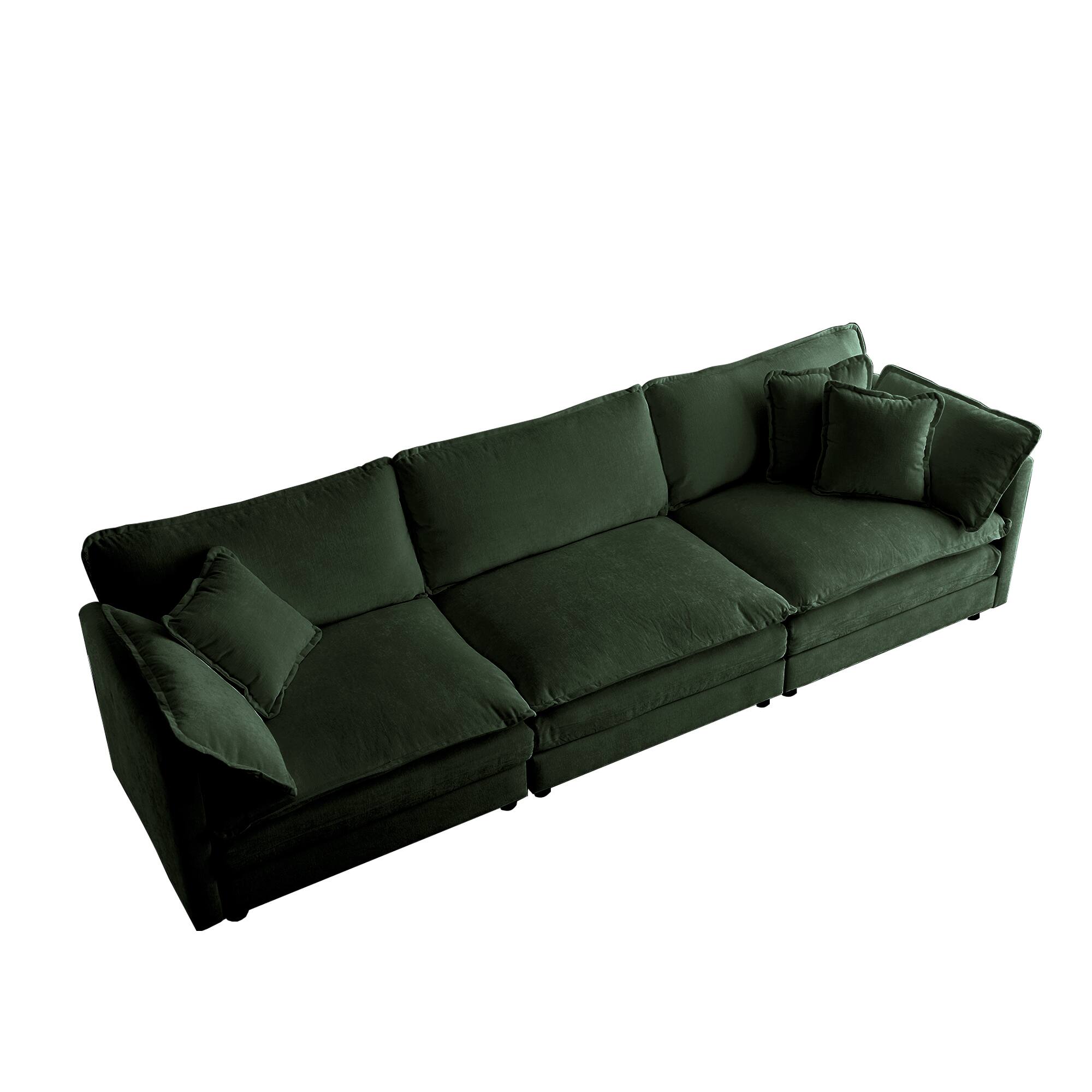 Alt View 2. LOVMOR - UShaped Sectional Sofa wReversible Footrest 5Seater Convertible Corner Couch with 2 Ottomans Modern Minimalist Soft - Green.
