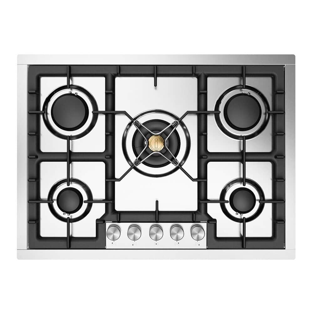 ILVE - Professional Plus II Series 30 in. Gas Cooktop with 5 Sealed Burners (Liquid Propane, Satin Trim) - Stainless Steel