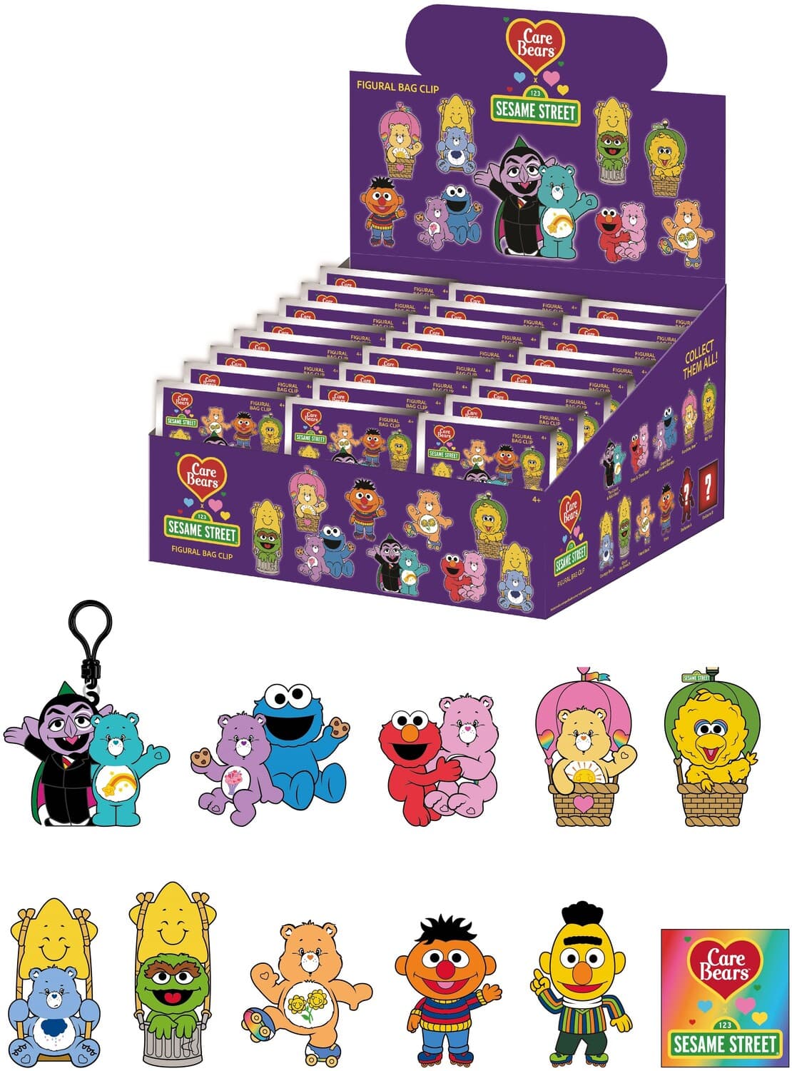 Monogram - Care Bears x Sesame Street - Series 1 - 3D Foam Bag Clip Blind Bag - 24pc PDQ Display - COLLECTIBLES - Multicolor