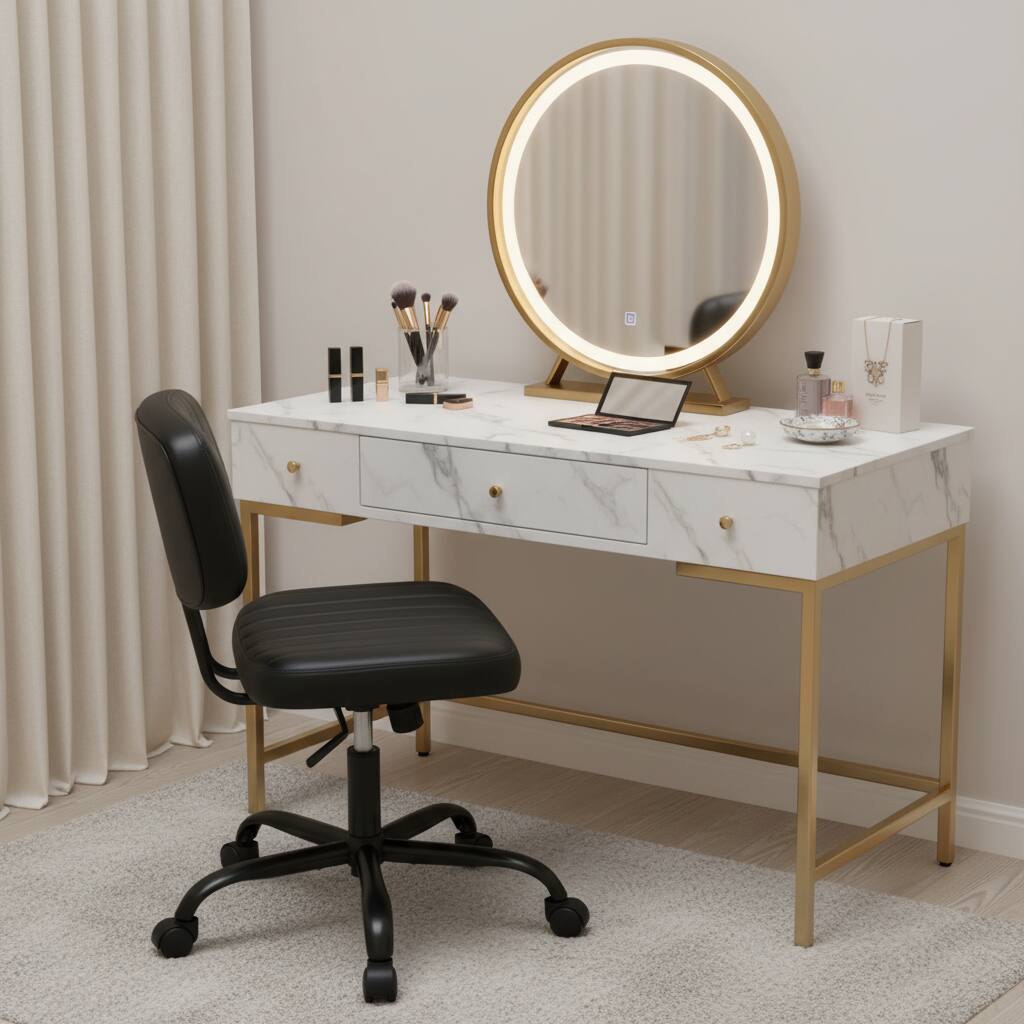 Alt View 4. AOITUN - Stylish Office Chair for Daily Work, Mid Back PU Leather Seat with Industrial Look, Ideal for Home Office Spaces - Black.