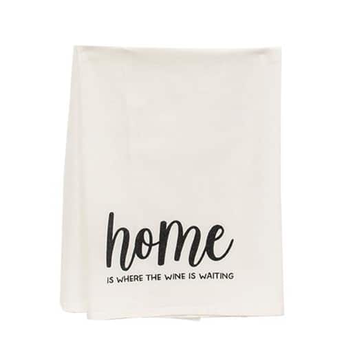 BreeBe - *Home Is Where The Wine Is Waiting Dish Towel - White