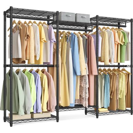 Front. Hirose Alice - SONGMICS Heavy Duty Rolling Clothes Rack Garment Rack Closet 43.3 Inch Wide Clothing Rack on Wheels with - Medium 3-Row.