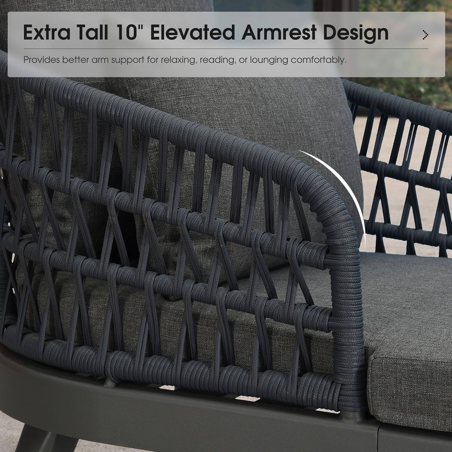 Extra Tall 10" Elevated Armrest Design Provides better arm support for relaxing, reading, or lounging comfortably.