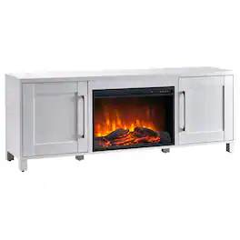 Henn & Hart - Chabot Log Fireplace TV Stand for TVs up to 75" - White