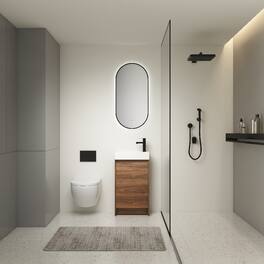 Loheer - 18 Inch Freestanding Bathroom Vanity with Single Sink, Plywood Base - Brown Ebony