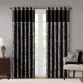 BreeBe - Jacquard Curtain Panel Pair(2 Pcs Window Panels) - Black