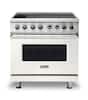 Front. Viking - 5 Series 5.6 Cu. Ft. Freestanding Electric Induction Range - Pure White.