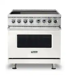 Viking - 5 Series 5.6 Cu. Ft. Freestanding Electric Induction Range - Pure White - Front_Zoom