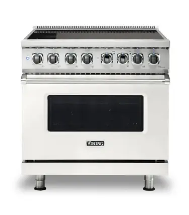 Front. Viking - 5 Series 5.6 Cu. Ft. Freestanding Electric Induction Range - Pure White.