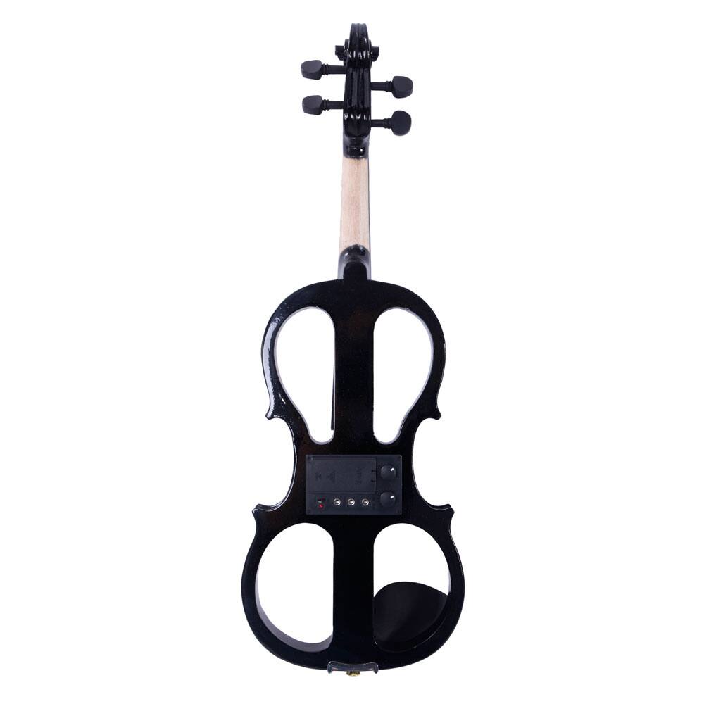 Back. Winado - 4/4 Black Spruce Wood Right Handed Electric Violin with Portable Carry Case for Beginner Gift.