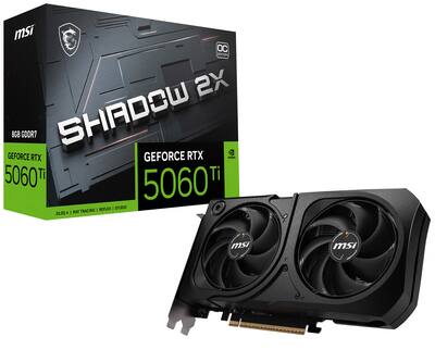MSI NVIDIA GeForce RTX 5060 Ti 8G SHADOW 2X OC PLUS 8GB GDDR7 PCI MSI NVIDIA GeForce RTX 5060 Ti 8G SHADOW 2X OC PLUS 8GB GDDR7 PCI