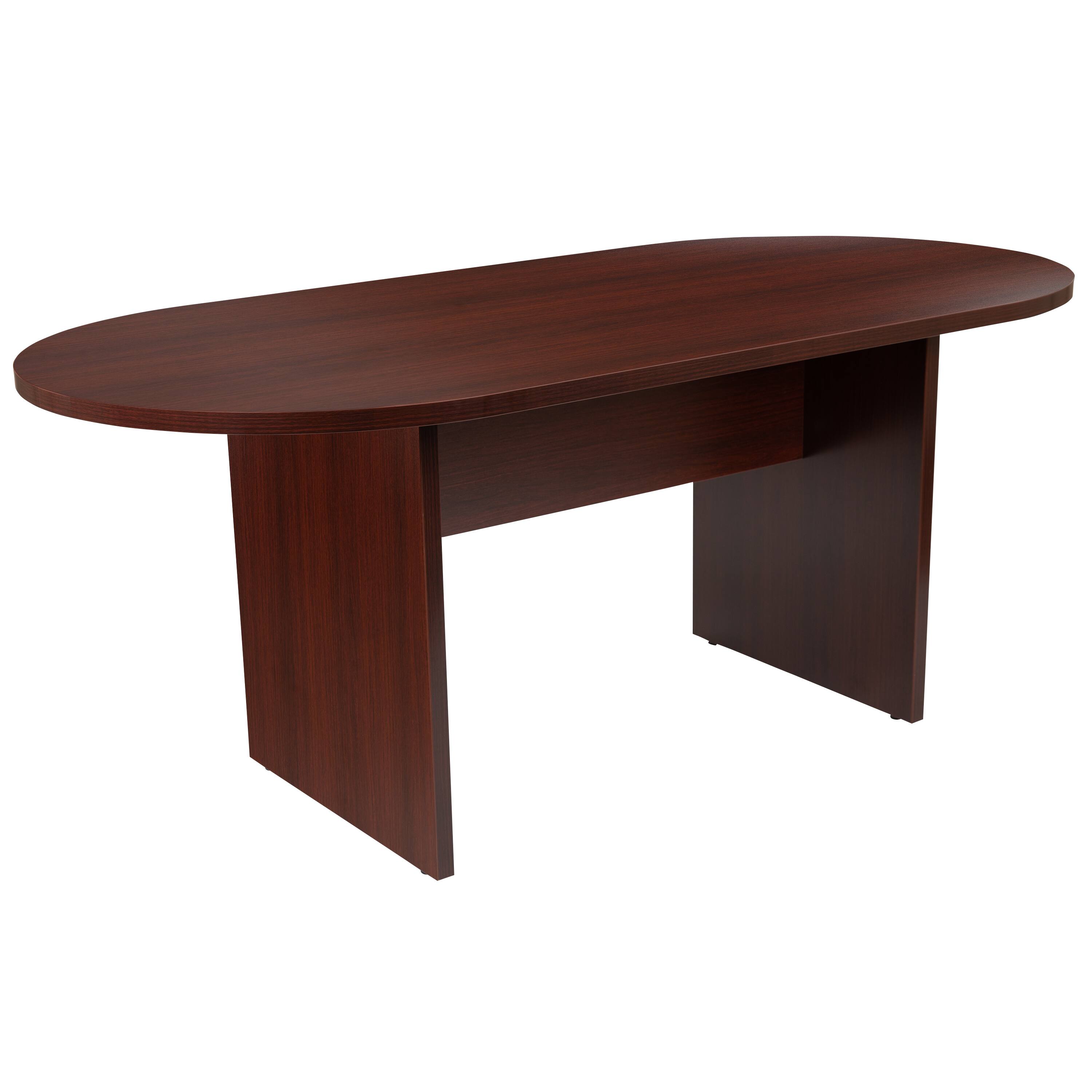 Front. Flash Furniture - Jones 6 Foot (72 inch) Oval Conference Table in Mahogany - Brown.
