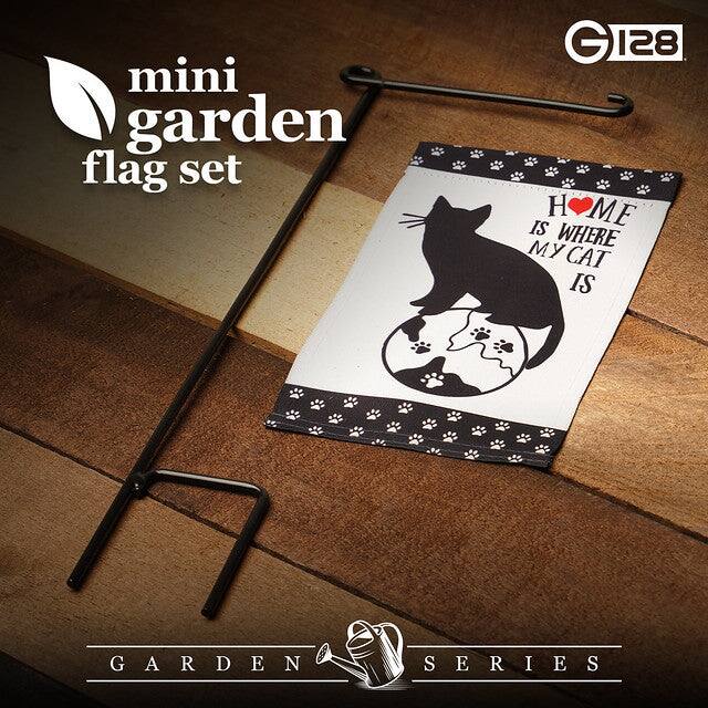 mini garden flag set  
GI28  
HOME IS WHERE MY CAT IS  
GARDEN SERIES