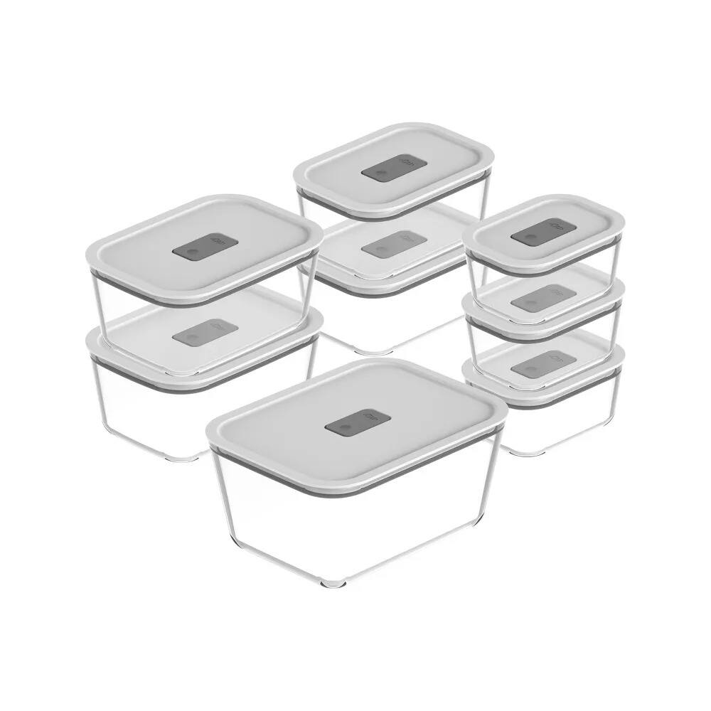 Alt View 10. OU - OU Glass Food Storage Container Set 16pc (set of 8) Airtight, Microwave & Freezer Safe.