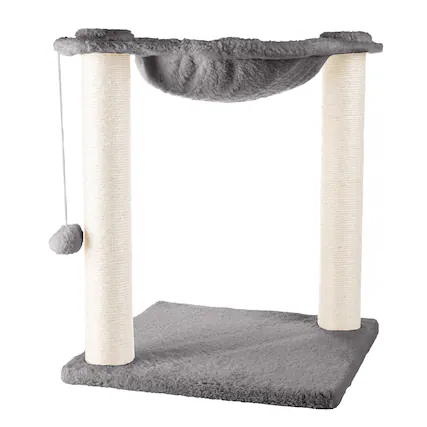 Front. PetMaker - Cat Hammock with Scratching Posts - Gray.