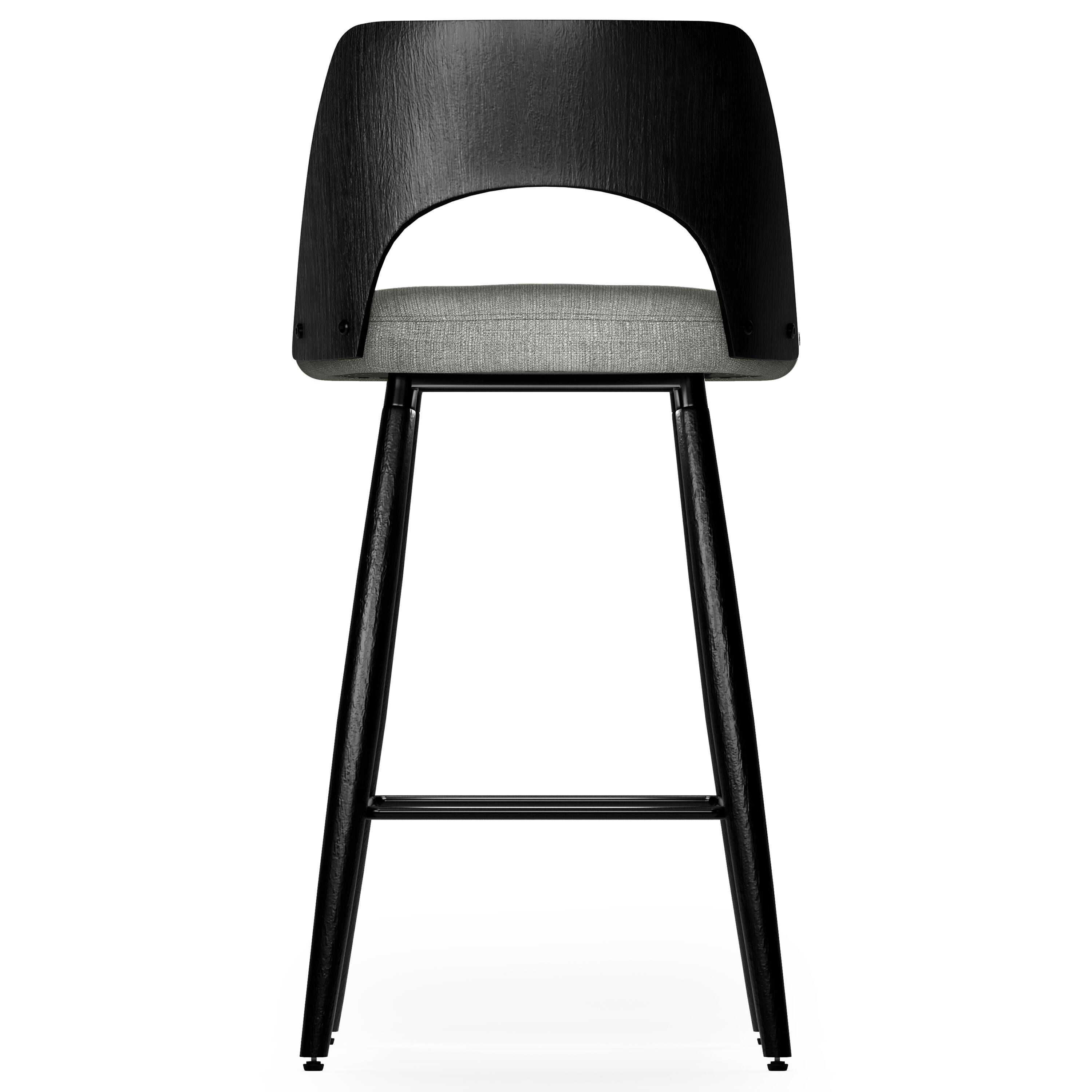 Alt View 1. Simpli Home - Callie Contemporary 16 inch Counter Height stool (Set of 2) in Grey Polyester linen fabric - Grey.